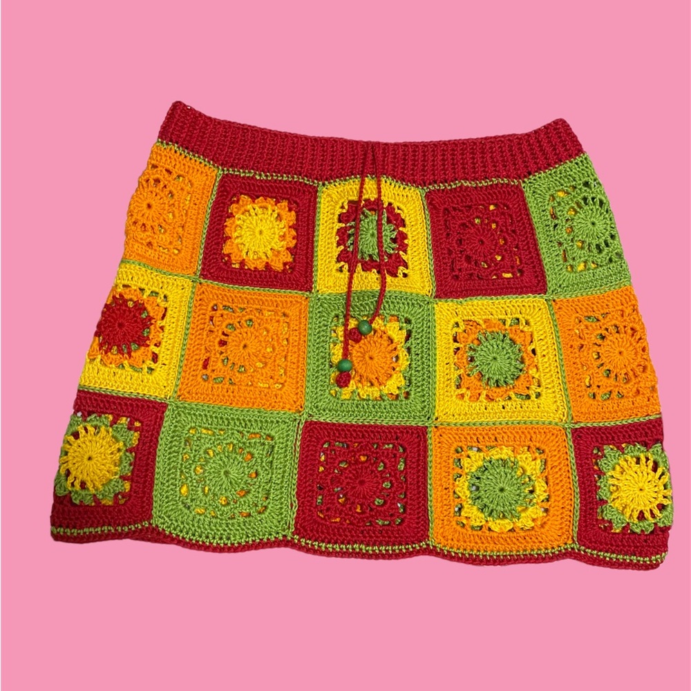 y2k crochet mini skirt